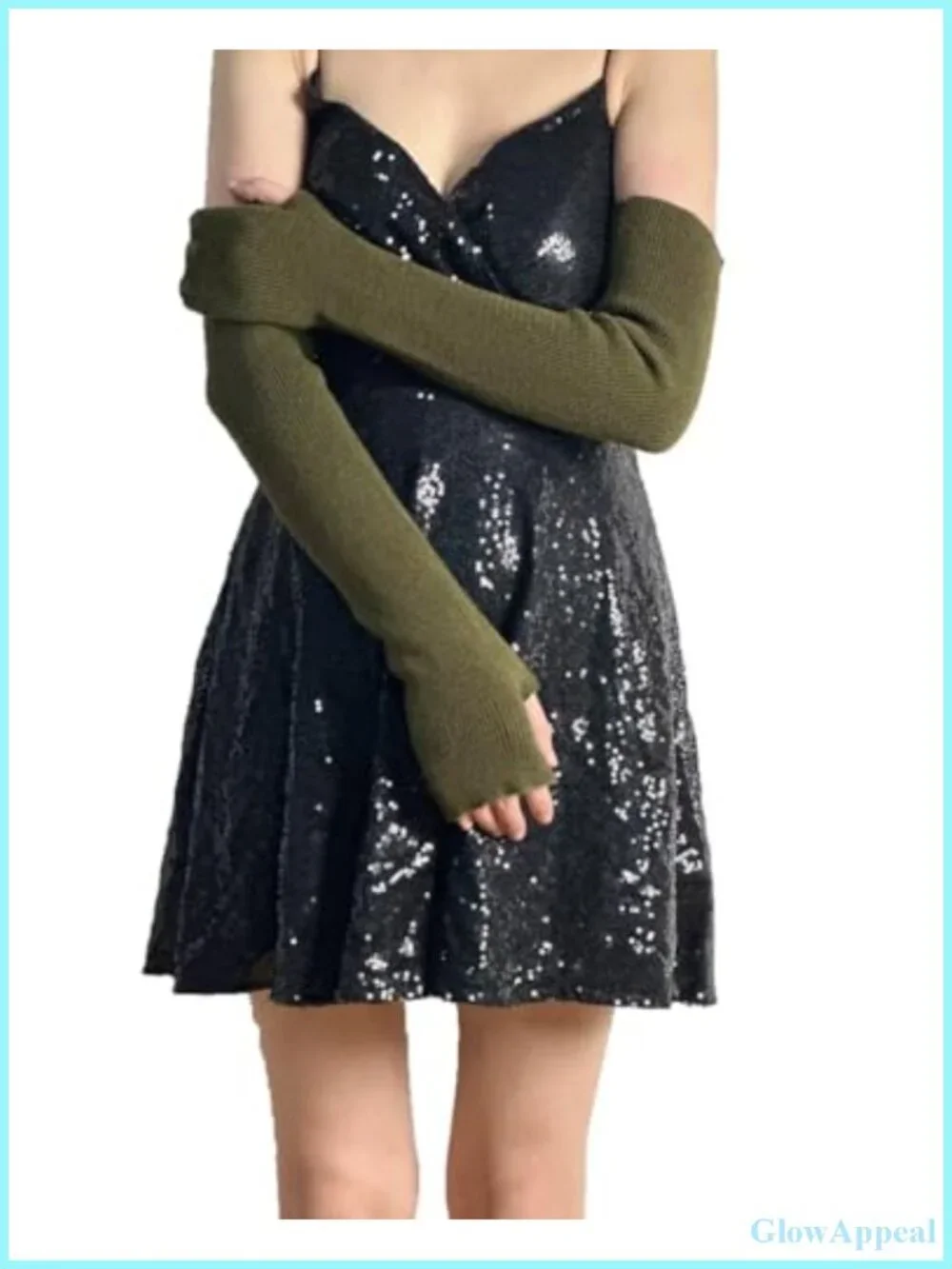 Women's Knit Arm Warmers Fingerless Gloves with Thumbhole Stretchy Cold Weather